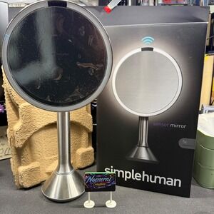 Simplehuman ST3052 Sensor Mirror 5x Magnification Brushed Stainless Steel Tested